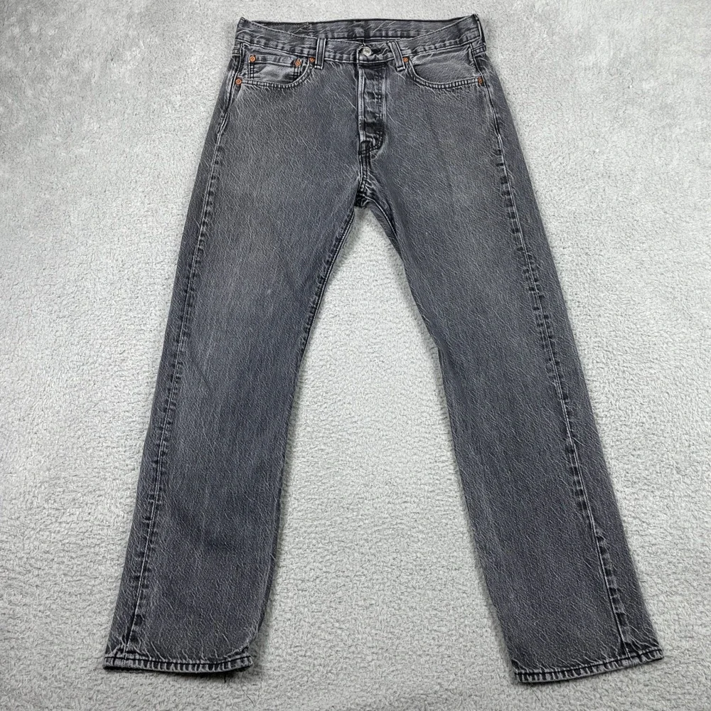 Levis 501 Original Fit Jeans Mens 32x32 (Fits 32x30) Black Fade Straight Stretch